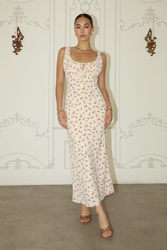 Red flower maxi dress