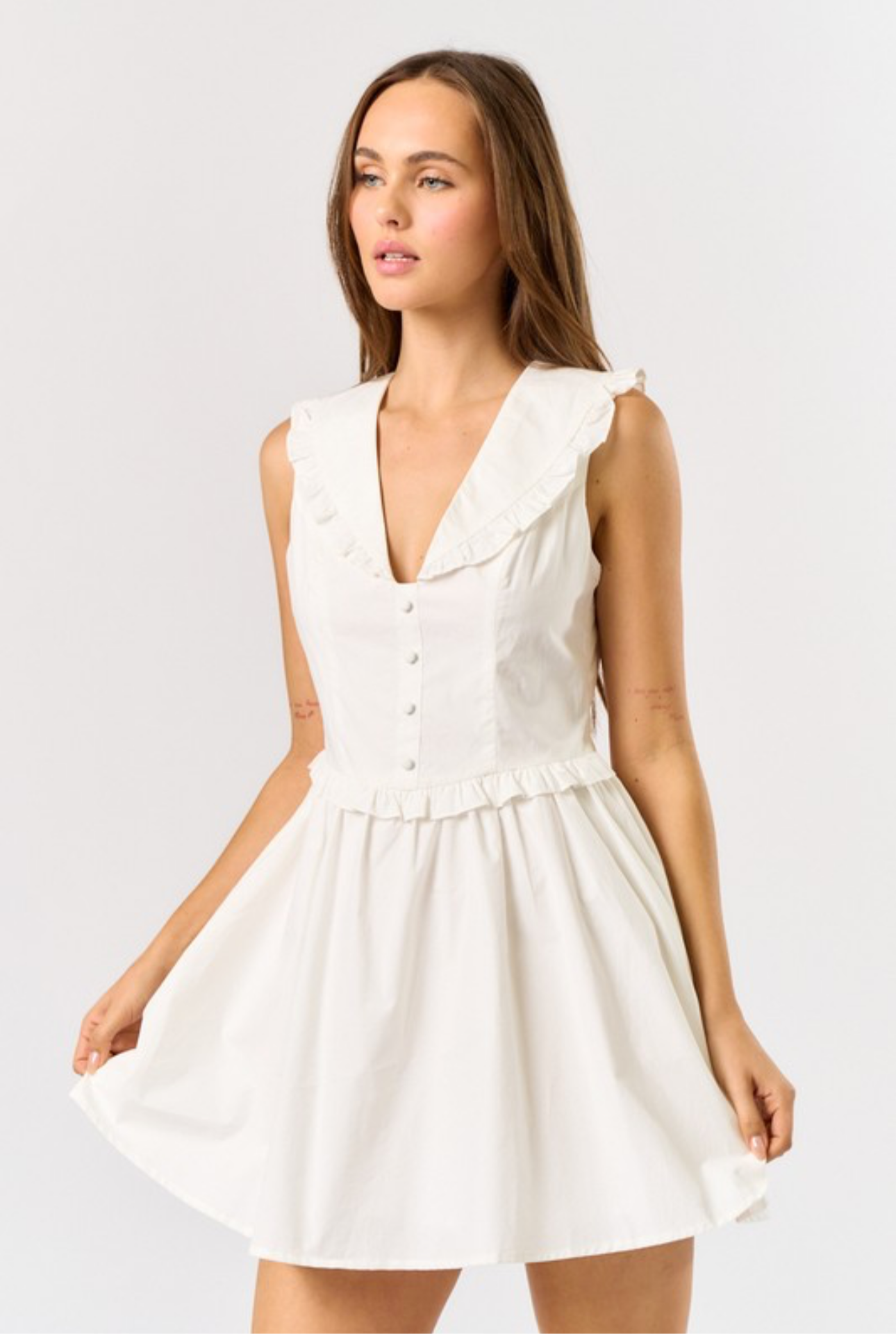 Ruffled Collar Mini Dress