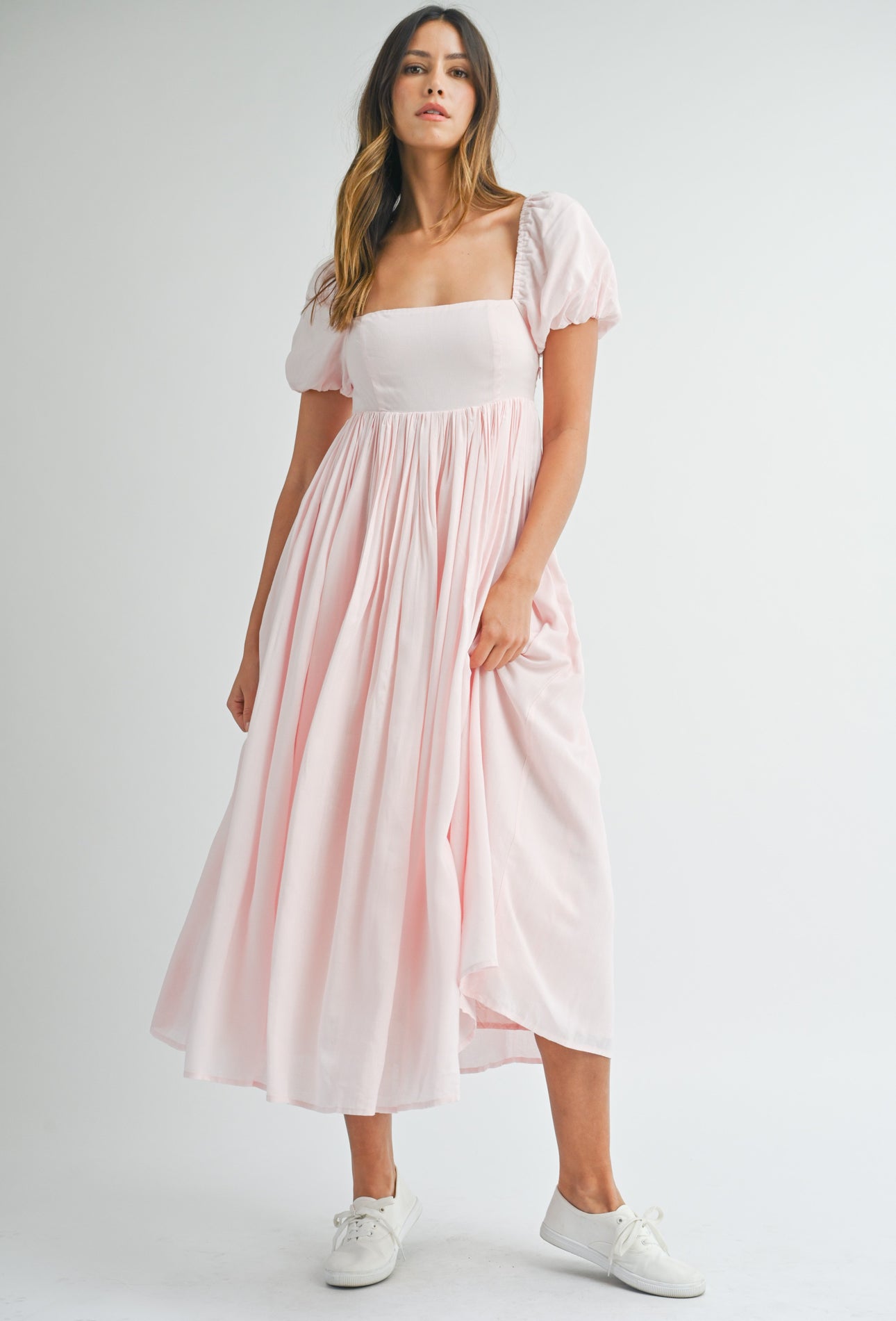 Puff Sleeve Long Dress