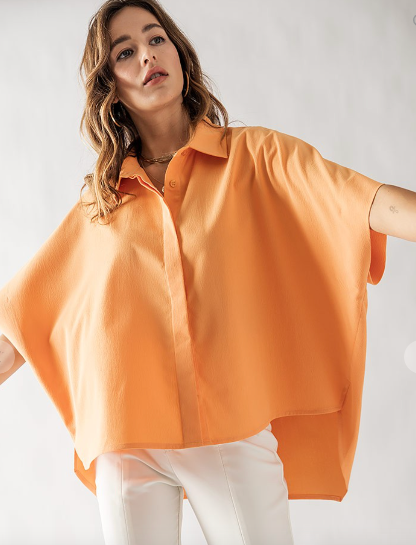 Button Up Short Sleeve Blouse