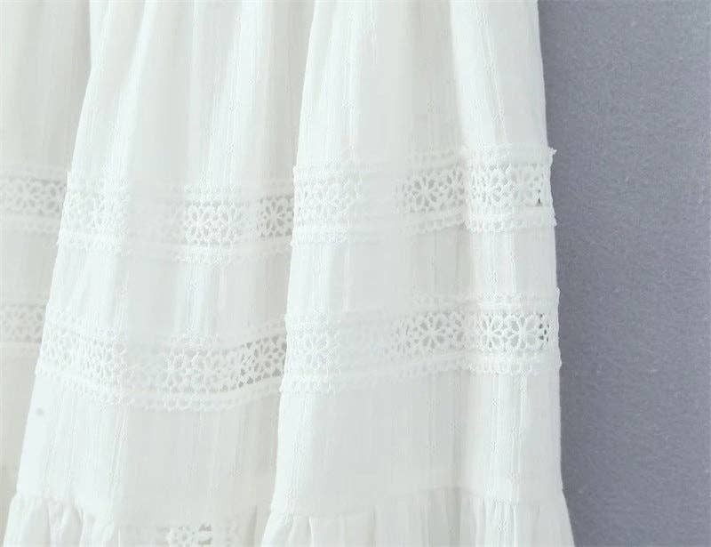 White Lace String Tie Flounce Sweet Set