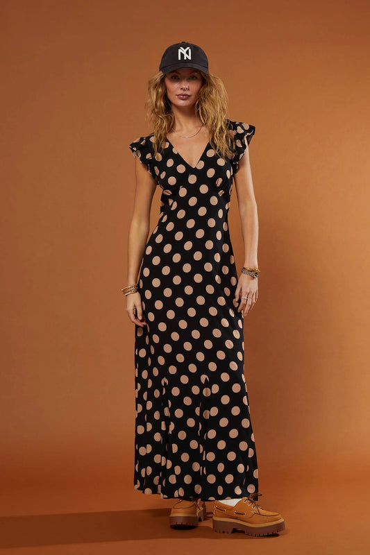 Elodie Dress Midnight Polka Dot