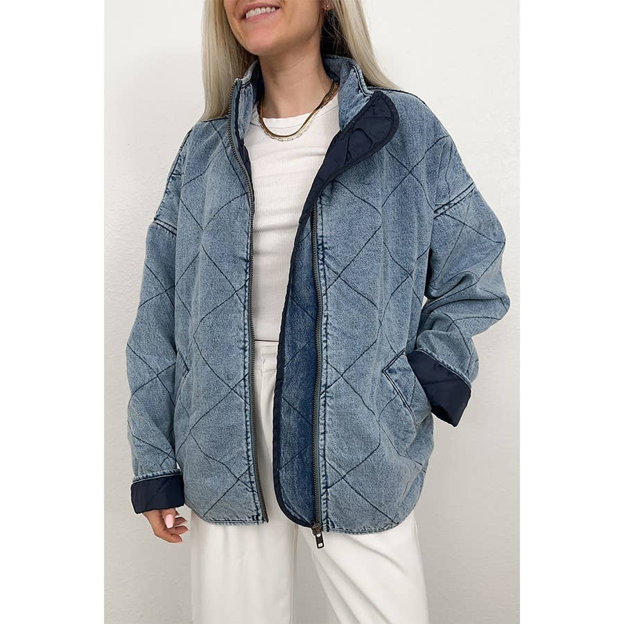 Denim Quilted Cotton Padded Jacket