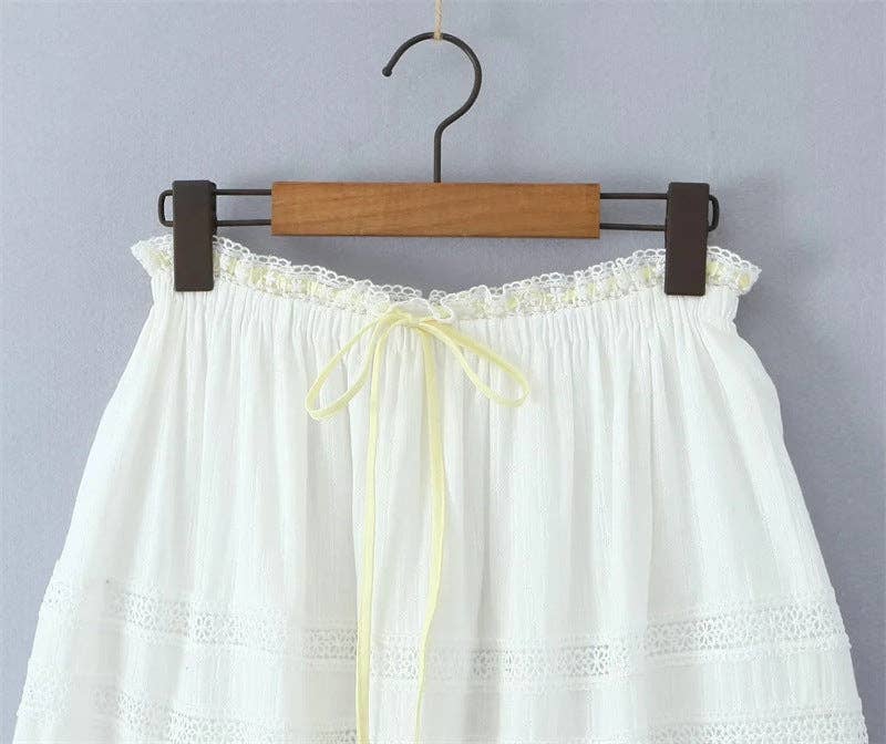 White Lace String Tie Flounce Sweet Set