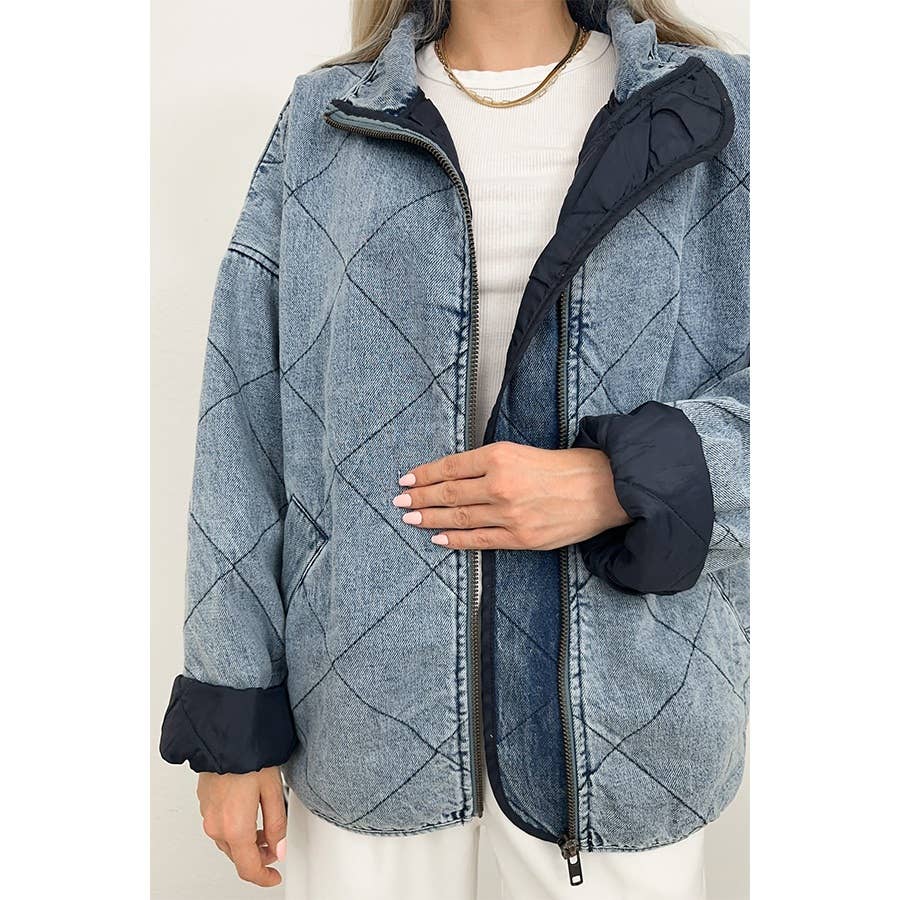 Denim Quilted Cotton Padded Jacket