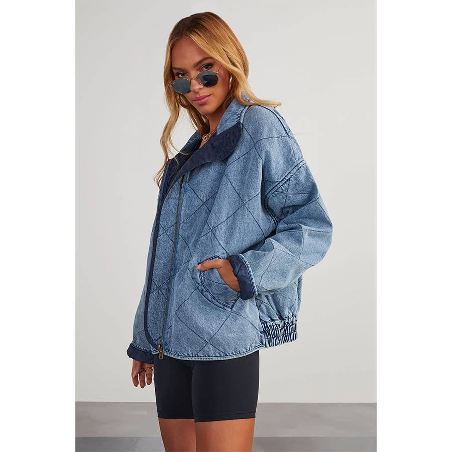 Denim Quilted Cotton Padded Jacket