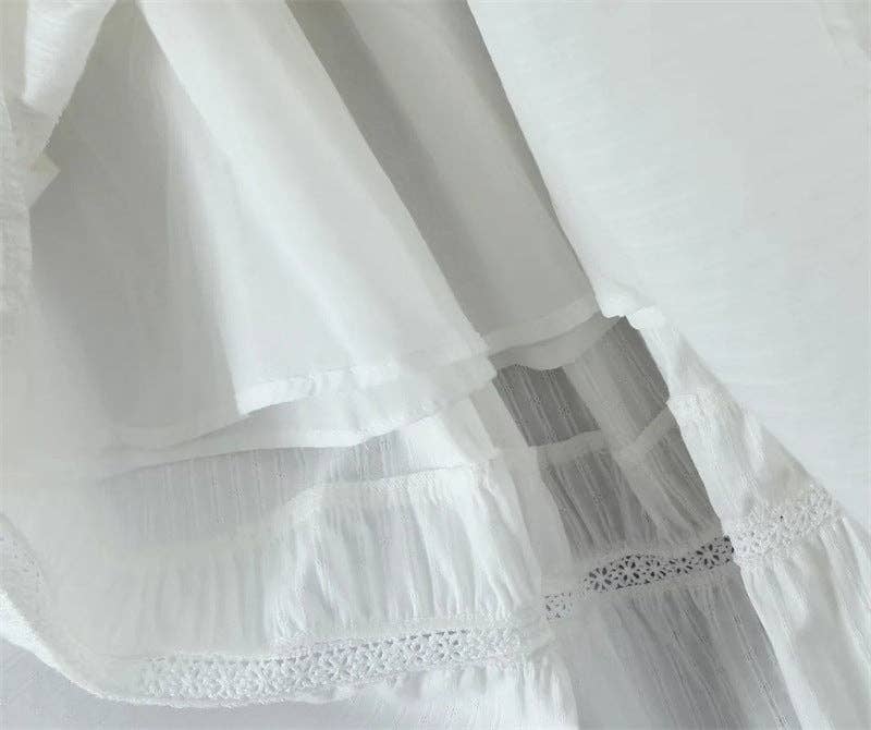 White Lace String Tie Flounce Sweet Set