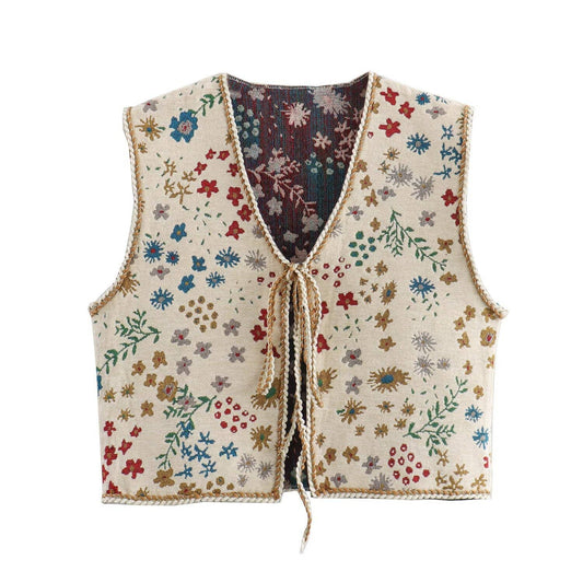 Cottagecore Floral tie front Cardigan vest