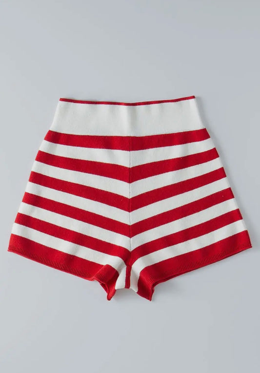 High and Striped Knit Shorts