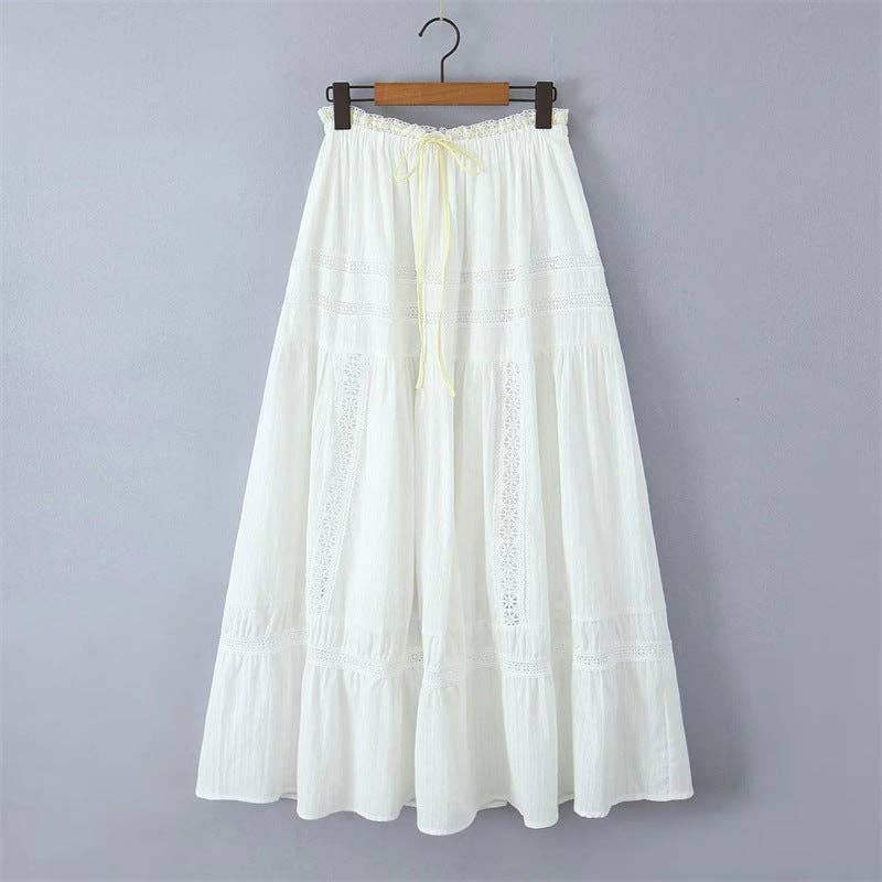 White Lace String Tie Flounce Sweet Set