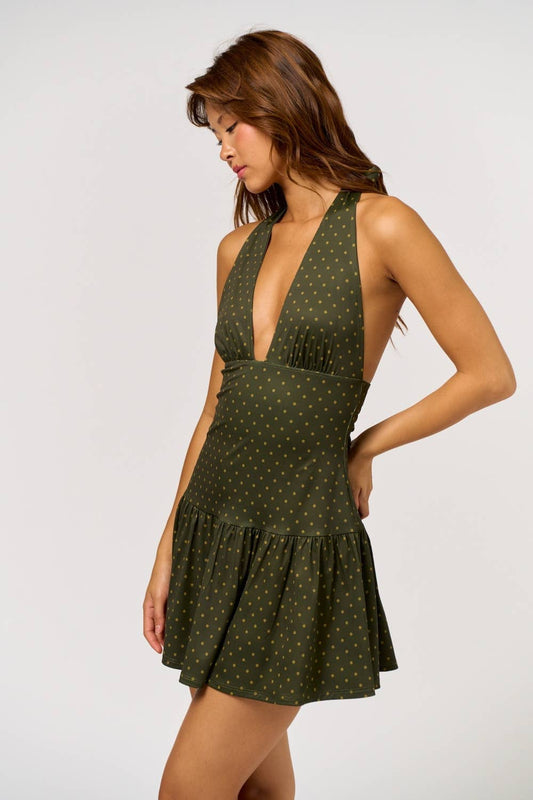 BD00612 Halter Polka Dot Mini Dress