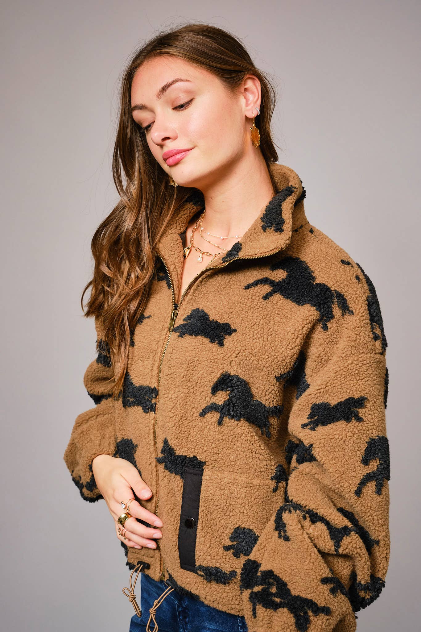 37045J - Wild Sherpa Oversized Zip-Up Jacket