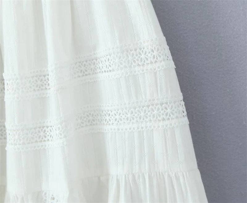 White Lace String Tie Flounce Sweet Set