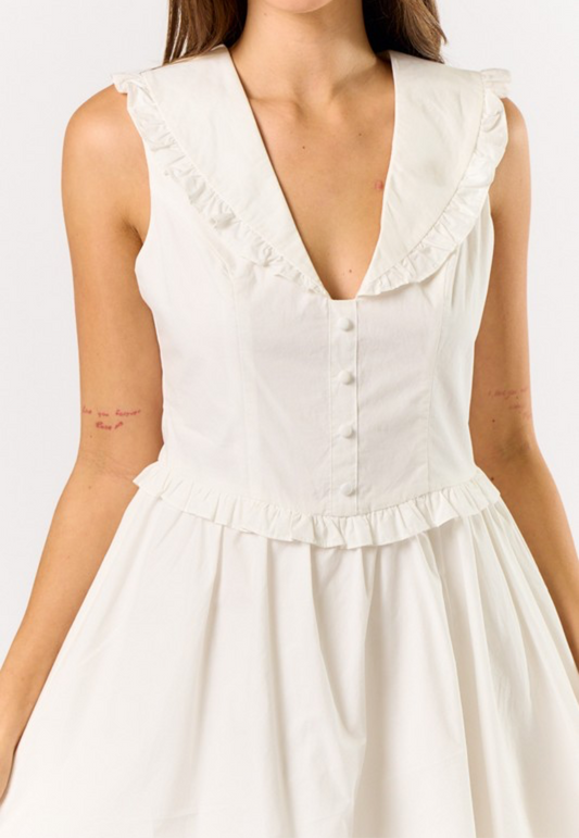 Ruffled Collar Mini Dress