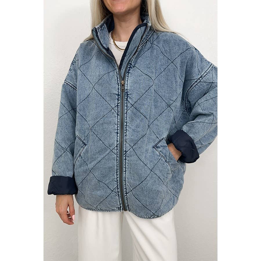 Denim Quilted Cotton Padded Jacket
