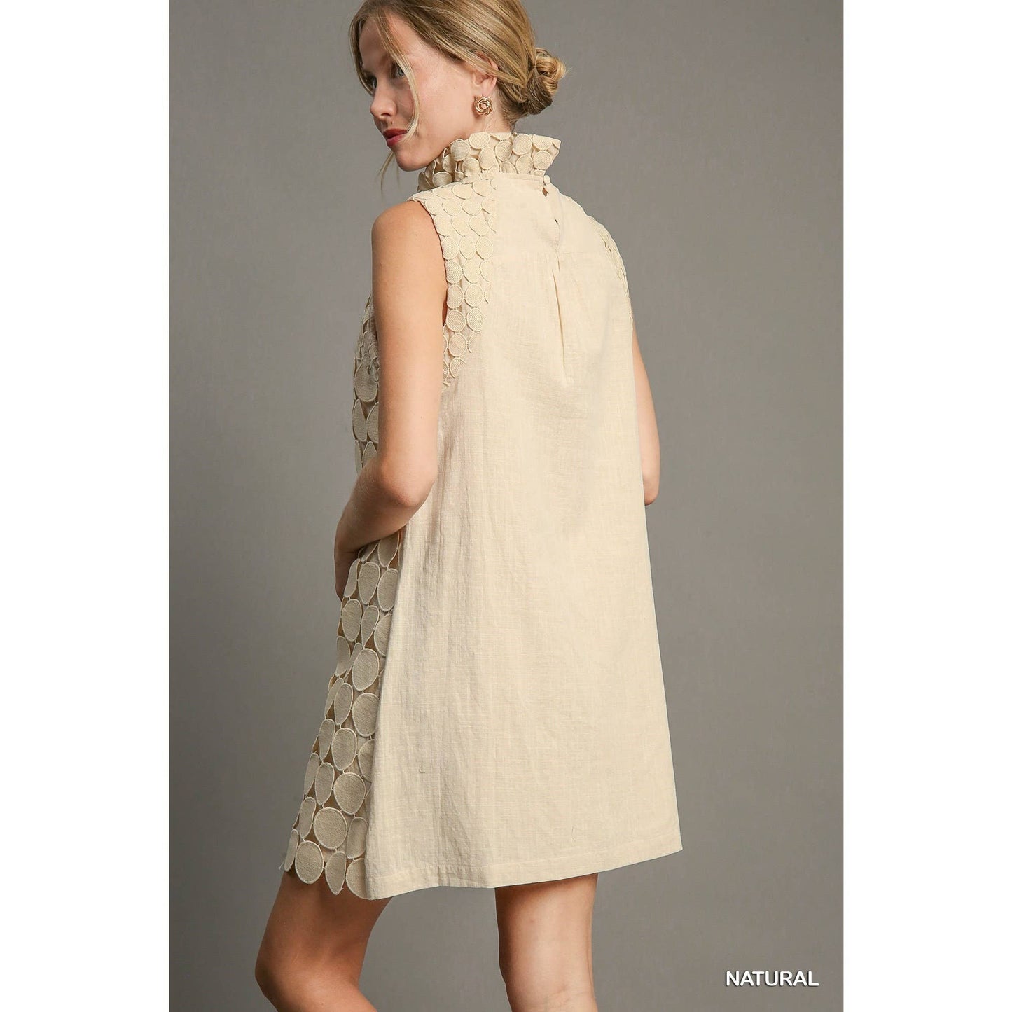 Polka Dot Lace Halter Neck Sleeveless Dress