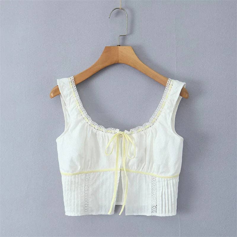 White Lace String Tie Flounce Sweet Set