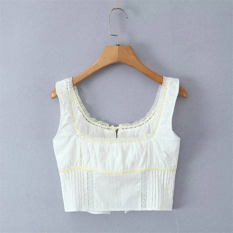 White Lace String Tie Flounce Sweet Set