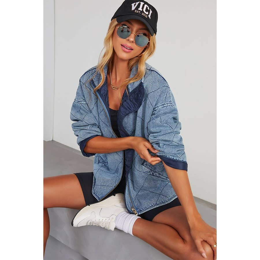 Denim Quilted Cotton Padded Jacket